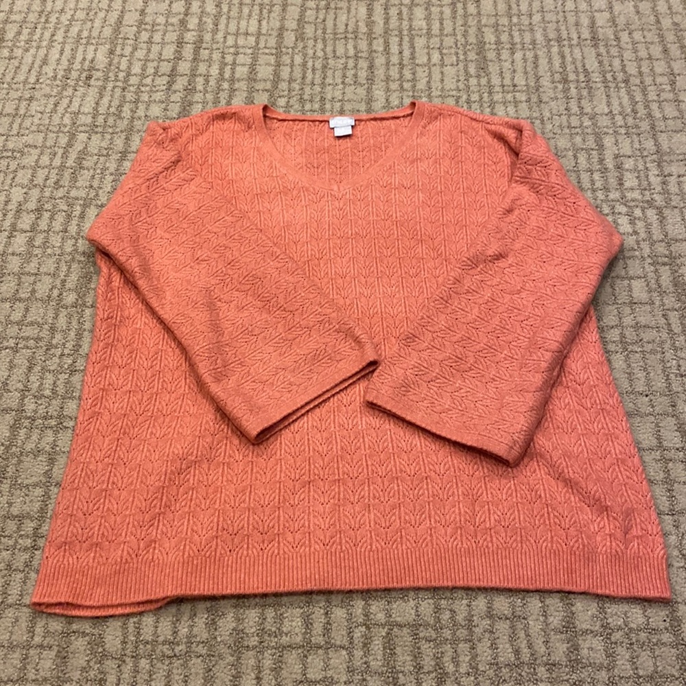Chicos Pink Knit Sweater V-Neck Size 3 (US XL)
